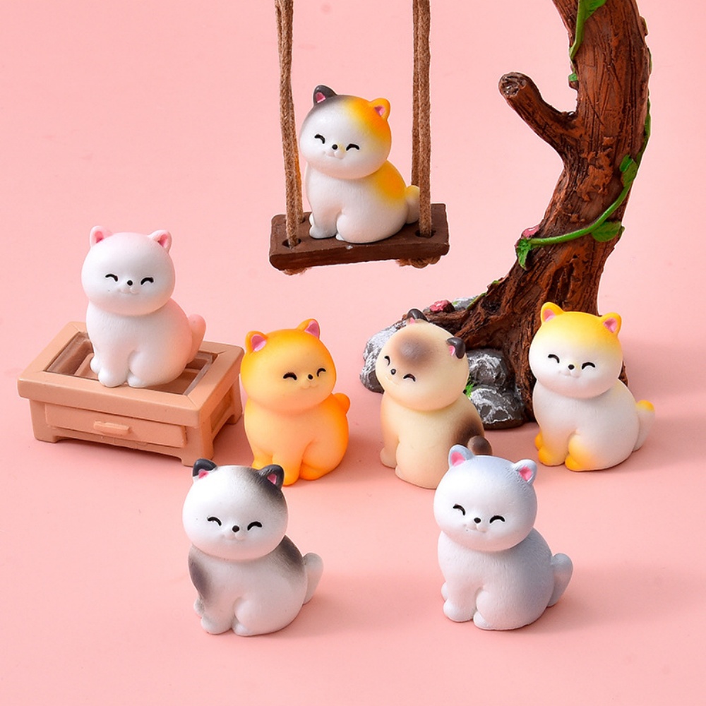 8pc Figur Resin Kucing Terseny - Bonsai Gardenia ulasan dan harga