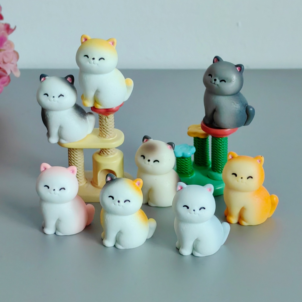 8pc Figur Resin Kucing Terseny - Bonsai Gardenia ulasan dan harga
