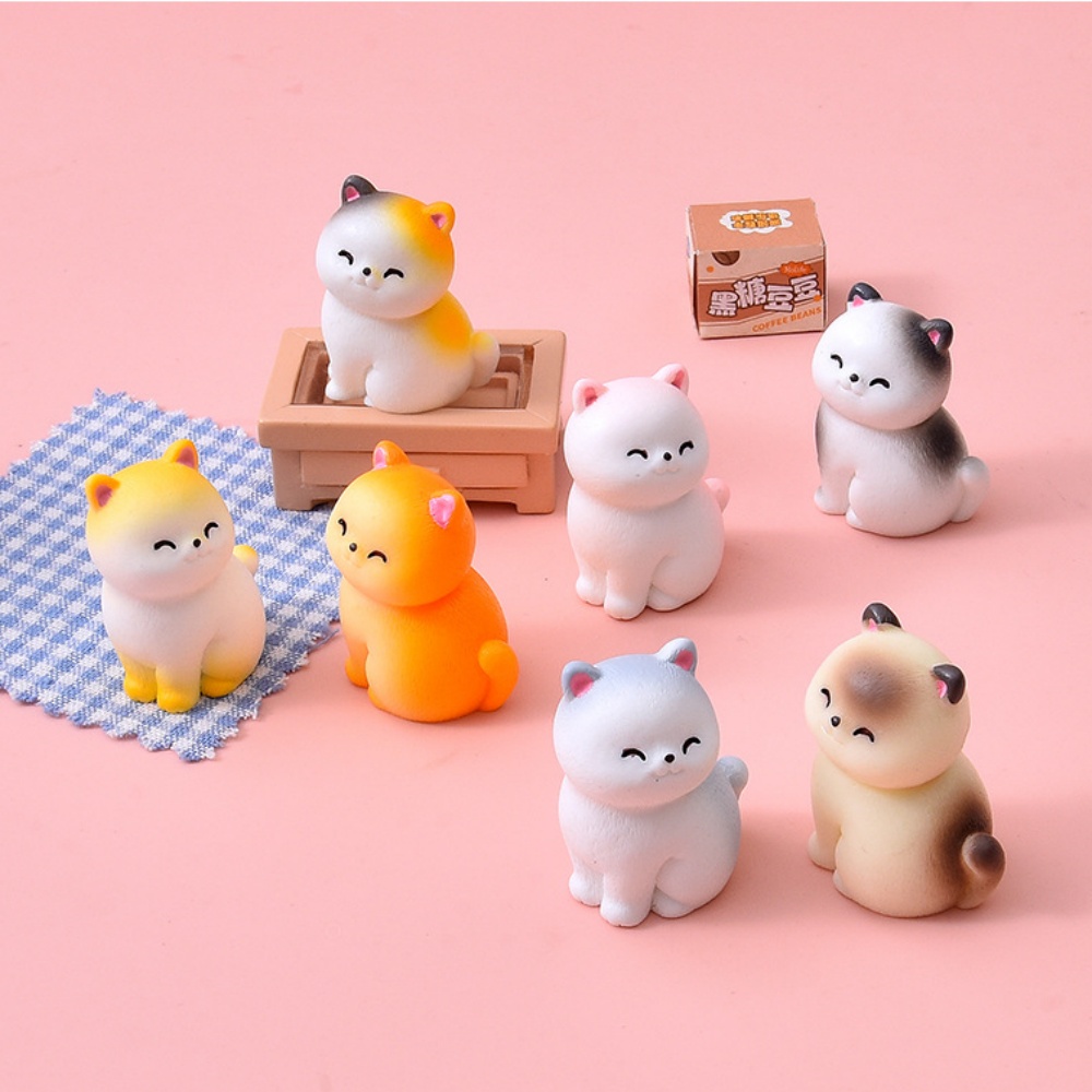 8pc Figur Resin Kucing Terseny - Bonsai Gardenia ulasan dan harga