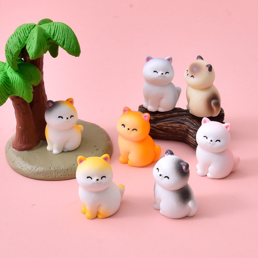 8pc Figur Resin Kucing Terseny - Bonsai Gardenia ulasan dan harga